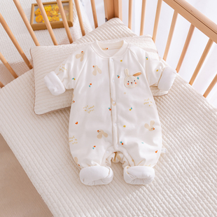 婴儿连体衣秋冬款夹棉，棉衣棉服哈衣爬服纯棉6-12个月宝宝衣服