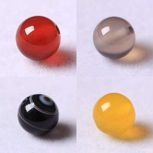 DIY水晶饰品配件 天然红/黄/灰/缠丝玛瑙散珠圆珠半成品 手链