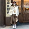 自制日系工装风咖啡色半身裙女小个子复古学生卡其色中长款a字裙