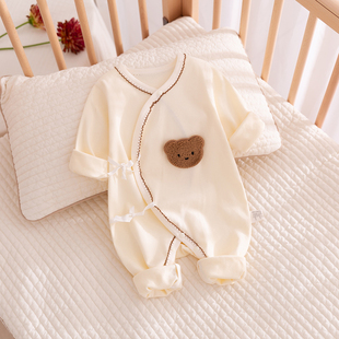 新生婴儿儿衣服满月宝宝连体衣，纯棉和尚服哈衣春秋冬季无骨春装