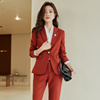 高货橘红色西装外套，女2024秋职业装气质，女神范感休闲西服套装