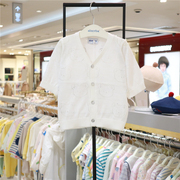absorba爱之宝女童白色针织衫，外套七分袖，24夏季韩国空调衫薄
