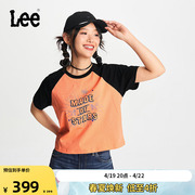 Lee商场同款24春夏舒适版插肩袖粉橘色女短袖T恤LWT0076573RT