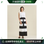 日本直邮GRACE CLASS 女士黑白条纹层叠长裙 优雅成熟风格 舒适材