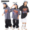 swaggerjr儿童嘻哈街舞演出服宽松短袖，t恤工装裤男童hiphop套装潮