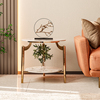轻奢新中式岩板边几不锈钢茶几客厅沙发旁钛金色圆形茶几高端角几