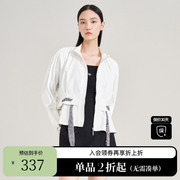 xg雪歌xi307016a351白色长袖，短外套2023秋季系带立领外套女