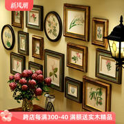 美式乡村照片墙客厅餐厅相框墙，组合挂墙欧式装饰画田园花卉相片墙