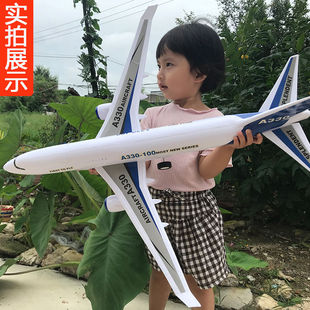68厘米超大号飞机玩具仿真模型飞机客，机声光惯性拼装男孩儿童耐摔