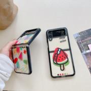 caseti联名夏日冰淇淋西瓜贴纸适用于三星zflip4手机壳折叠屏galaxyzflip3超薄f7100保护全包防摔透明zflip5
