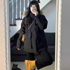 黑色工装派克服女冬季2023夹棉加厚棉衣，棉袄小个子大毛领外套