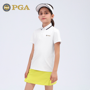 美国pga儿童高尔夫球服女童春夏季青少年服装裙子套装短袖t恤童装