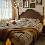 复古美式实木床1.5m1.8米主卧室，现代简约咖色法式双人床婚床家具