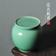陈婷青瓷手工茶叶罐大号容量储茶罐荷叶普洱茶，罐盖罐茶桌零食罐子