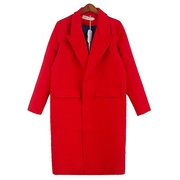 红色休闲小西装风衣外套，女中长款2023早秋韩版修身显瘦ol气质