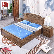 鸡翅木大床1.8米1.5米双人床带床头柜主卧室中式纯实木床红木