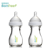 美国进口bornfree婴儿宽口防胀气玻璃奶瓶147ml2只装新生儿奶嘴