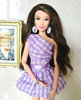 6分女孩玩具换装洋娃娃衣 服装配件超模FR 老版紫色方格子斜肩裙