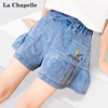 拉夏贝尔女童牛仔短裤夏季薄款儿童五分裤，2024中大童洋气裤子