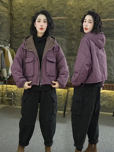 欧货夹棉保暖短款外套女2023冬季韩版宽松显瘦时尚百搭棉服潮