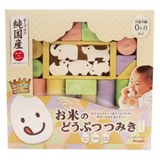 日本people大米彩色积木套装无涂装宝宝磨牙玩具新生儿礼物