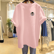 宽松2023t恤设计感夏季女欧货大版欧洲站粉色纯棉短袖上衣潮