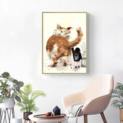 猫咪数字油画抽象油彩装饰画卧室客厅北欧挂画填色小众画手绘DIY