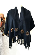 vintage日本制高端法式黑色山羊绒披肩围巾克里斯汀迪气质