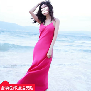 新中式气质国风上衣2024时尚流行级感玫红色吊带连衣裙两件套