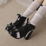 甜美可爱短靴秋冬甜美低跟马丁靴女靴子粗跟学生公主中跟女鞋