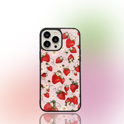 欧美风15pro可爱粉色草莓手机壳，iphone1112适用苹果13promax防摔14少女心硅胶软边