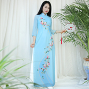 花掌门原创中式复古改良旗袍连衣裙，越南奥黛
