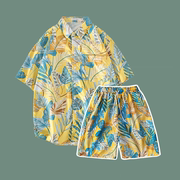 沙滩情侣装夏季衬衫套装，男女海边海南岛旅游穿搭衣服泰国蜜月度假