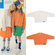 新可亲子!ss22韩国童装，pchees儿童镂空针织衫，纽扣毛衣开衫