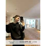 YANGLE_假两件套头卫衣女2024年春季设计感黑色外套上衣春装