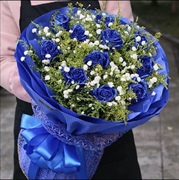 昆明花店昆明鲜花速递-11枝蓝色玫瑰--你是深情的爱七夕
