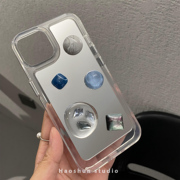水晶宝石适用于iphone15pro苹果15plus14promax手机壳12pro透明xsmax防摔太空镜面硬壳苹果15promax保护套