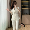 白色西装外套女2024夏季薄款中袖高级感小个子，气质女神范职业(范职业)套装