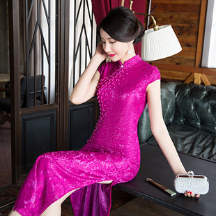 大红长旗袍2023年女中国风年轻款少女日常可穿宴会走秀连衣裙