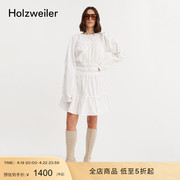 holzweiler女士liebe白色细节，抽皱连衣裙小白裙仙女裙