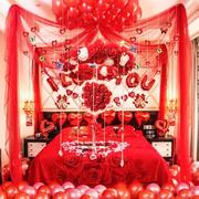结婚庆用品创意喜字套餐，纱缦婚房墙，装饰婚礼布置红字背景大红卧室