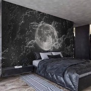 北欧风格宇宙星空墙纸，卧室电视背景墙布酒吧餐厅，直播拍照月球壁纸