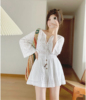 ZA夏季 女装 白色镂空刺绣短款连体裤短裤2157/053 2157053