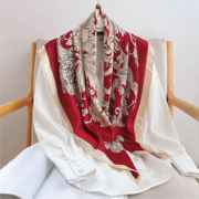 优雅女士时尚丝巾，中国风高端牡丹花，缎面大方巾送长辈