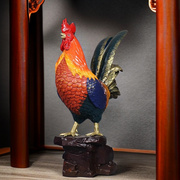 纯铜彩绘生肖鸡摆件工艺品吉祥物公鸡装饰品家居桌面办公中式摆件
