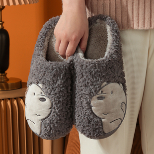男士棉拖鞋冬季室内家居家用保暖软底防滑卡通，可爱低包跟棉拖冬天