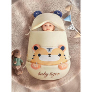 婴儿睡袋新生儿抱被秋冬季加厚防踢被宝宝，初生用品防惊跳纯棉包被