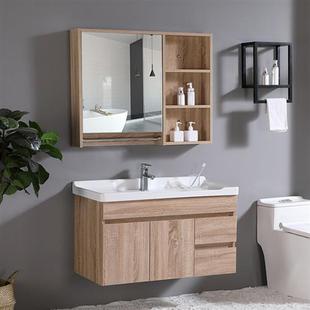 浴室柜北欧洗手盆柜组合卫浴柜中式实木，洗漱台欧式洗面盆60cm白