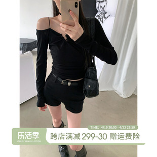 JOEYJOY酒一时尚休闲短裤女2024夏季修身短款裤子复古休闲裤