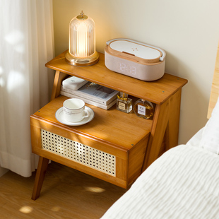 床头柜现代简约床尾收纳小型柜子实木轻奢高级感储物柜卧室置物架